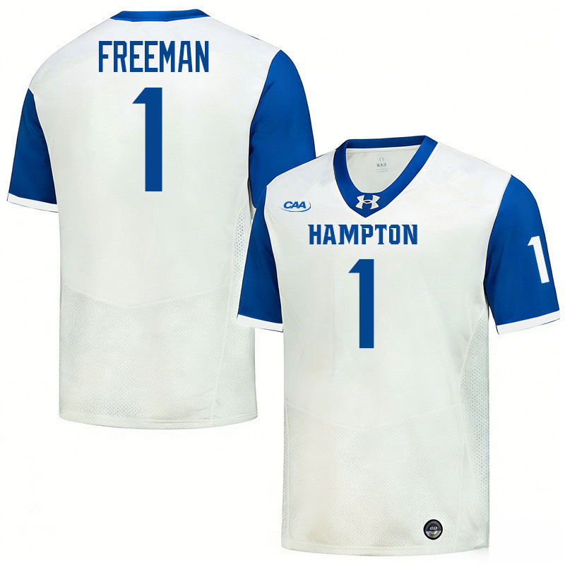 Hampton Pirates #1 Isaiah Freeman College Football Jerseys,Uniforms-White